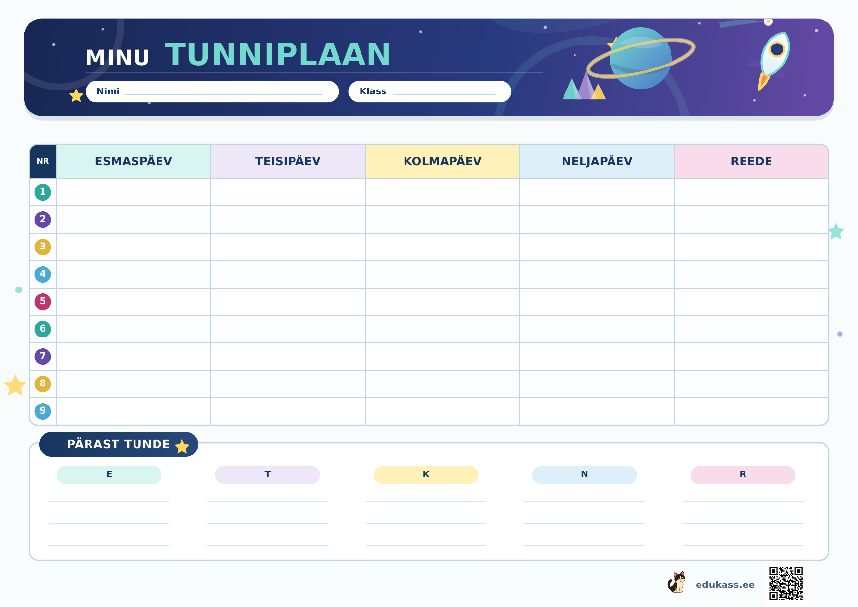 Minu tunniplaan nädalaplaan